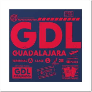 Vintage Guadalajara GDL Airport Code Travel Day Retro Travel Tag Mexico Posters and Art